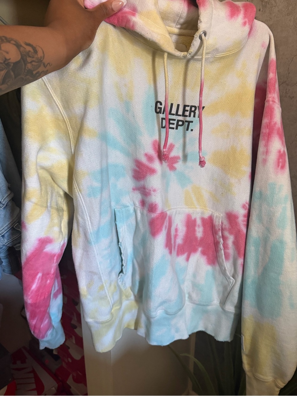 Gallery Dept. Pastel Tie-Dye Hoodie in Yellow, Pink & Blue
